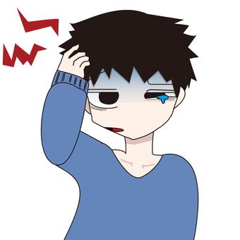 頭痛の男性 男性,おとこのこ,頭,痛い,頭痛,かぜ,ねつ,けが,困った,苦痛のイラスト素材