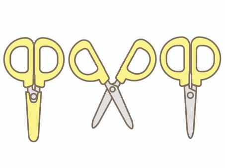 はさみのイラストセット はさみ,文房具,道具,セット,シンプル,黄色,キャップ,ベクターのイラスト素材