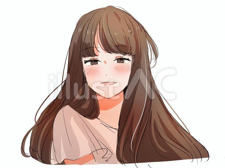 ふんわり　笑顔　女性 女の子,暖色,笑顔のイラスト素材