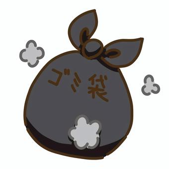 中身の入った黒色のゴミ袋と埃 ゴミ袋,掃除,捨てる,道具,埃,灰色,黒のイラスト素材