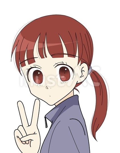ピースする女性