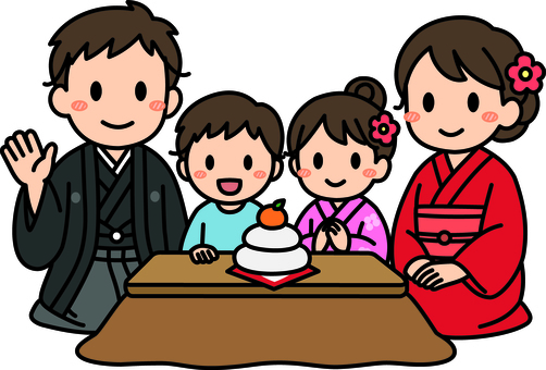 茶色のこたつの家族です。