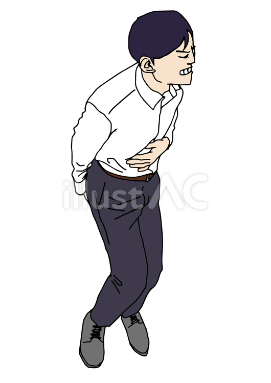 お腹を下す男性 人物,不調,腹痛のイラスト素材