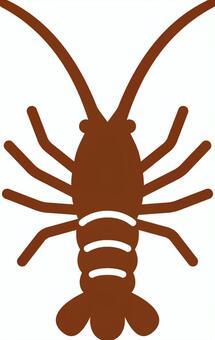 ピクトグラムの茶色の伊勢海老です。 伊勢海老,シンプル,エビ,ロブスター,甲殻類,シーフード,魚介類,海産物,お祝い,高級のイラスト素材