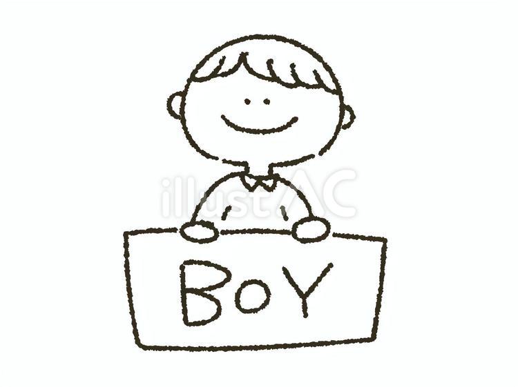 クレヨン風男子の線画イラスト 男の子,人物,子どものイラスト素材