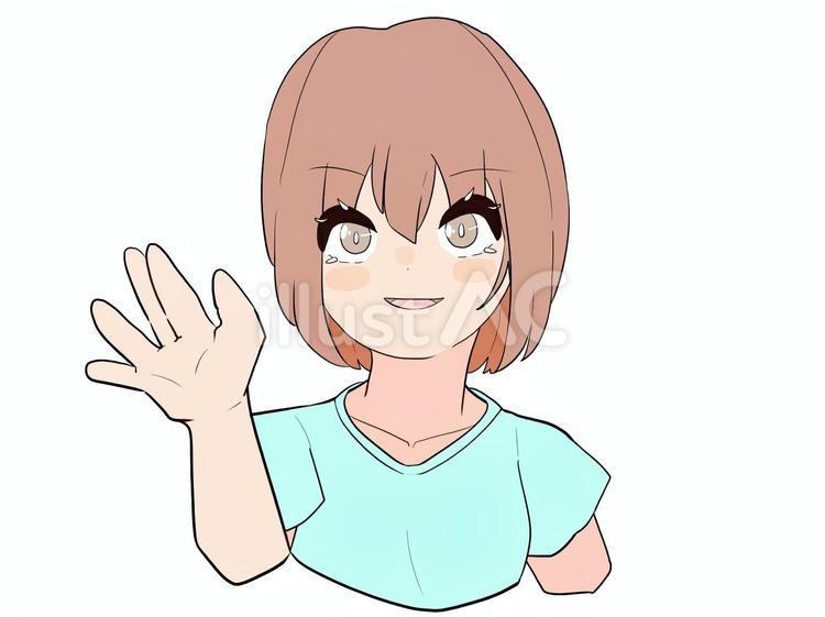 挨拶をする女性　手を振る 人物,女性,笑顔のイラスト素材
