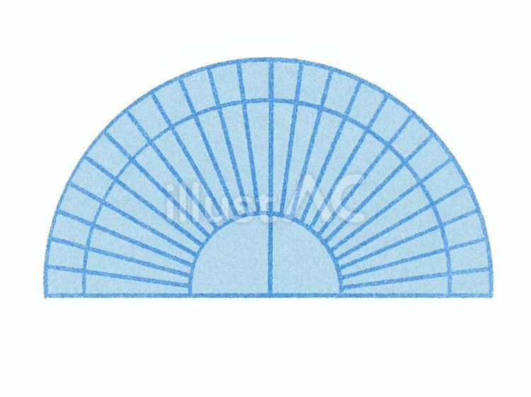 色鉛筆風の文房具　分度器　水色 分度器,定規,文房具のイラスト素材