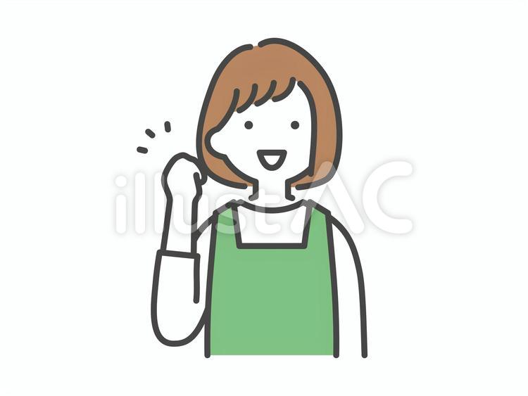 やる気のある主婦 主婦,ガッツポーズ,エプロンのイラスト素材