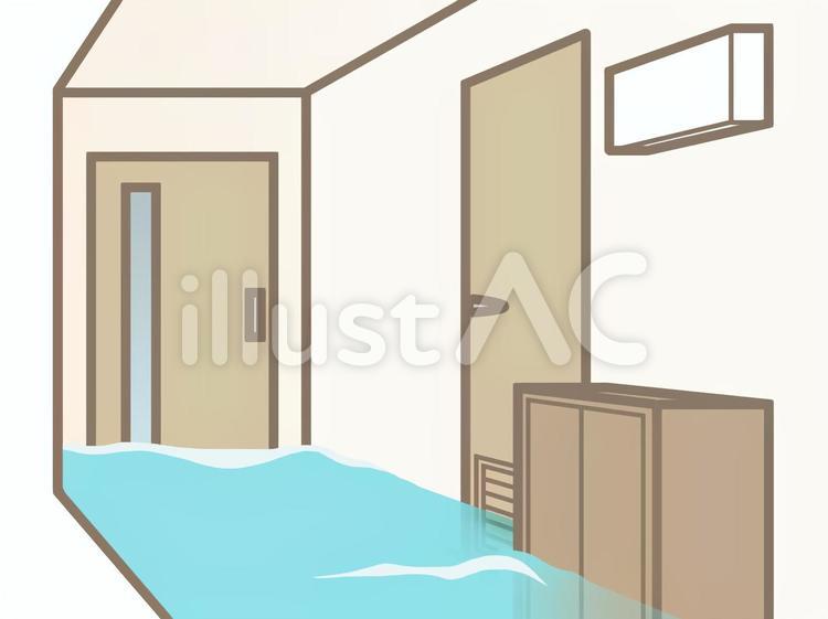 集合住宅の廊下-床上浸水201015 集合住宅,廊下,床上浸水のイラスト素材