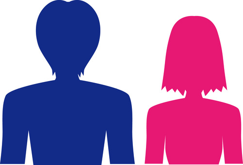 男性女性シルエット 男性,女性,性別,上半身,髪,並ぶ,人物,シルエットのイラスト素材