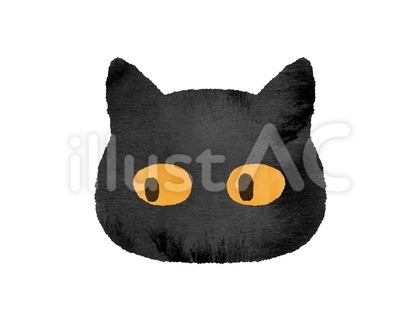 水彩風目を逸らす黒猫の顔アイコン
