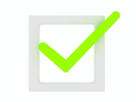 四角とチェックマーク 四角,シンプル,3d,cg,レ点,目印,アイコン,済,緑,チェックのイラスト素材