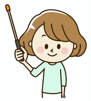 Illustration, female, woman, pointing rod, 