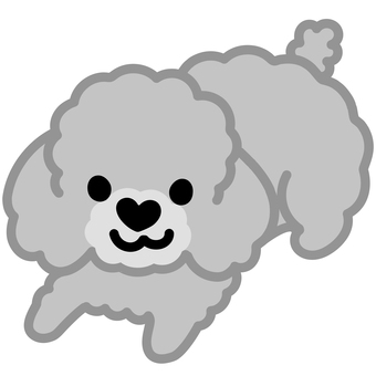 ハート鼻のプードル（ふせ）4 プードル,トイプードル,犬,動物,ハート,鼻,ふせ,シンプル,かわいい,キュートのイラスト素材