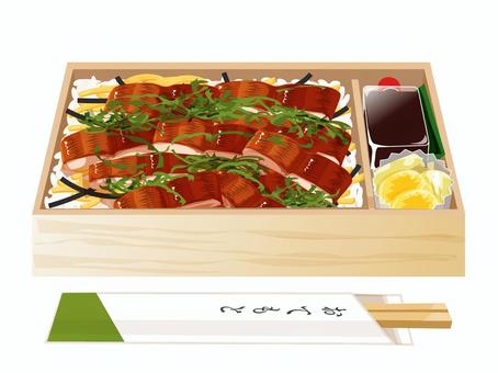 うな玉ちらし弁当（折詰） うな玉ちらし弁当,弁当,うなぎ,卵,料理,食べ物,土用の丑の日,夏,ご飯,米のイラスト素材