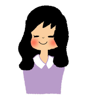 Illustration, female, black hair, a smile, JPG and PNG