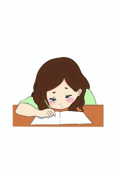 やる気が出ない子 やる気,勉強,机,女の子,学習のイラスト素材