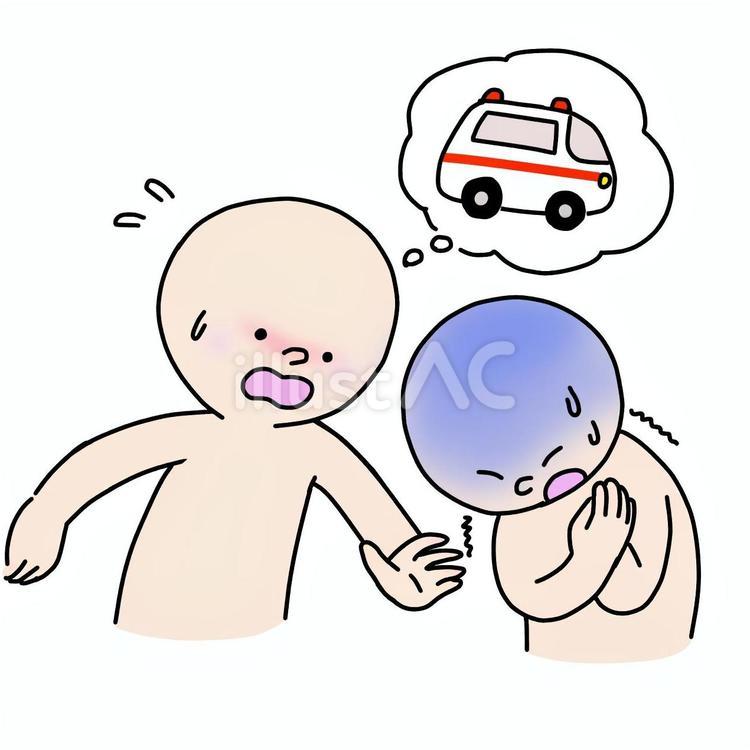 急病人を見て救急車を呼ぼうと焦る人 人物,救急,病気のイラスト素材