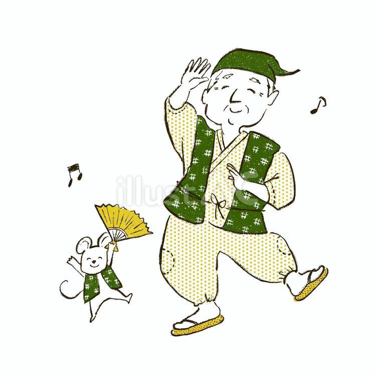 おむすびころりん　おじいさんとネズミ おむすびころりん,昔話,むかしばなしのイラスト素材