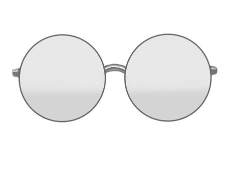 グレーレンズの眼鏡 グレー,サングラス,丸めがね,レンズ,フレーム,シンプル,パーツ,飾り,装飾,ワンポイントのイラスト素材