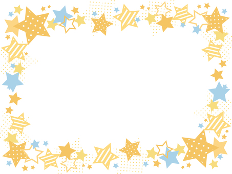 ポップな星のフレーム素材 ポップな星のフレーム素材 フレーム,枠,囲い,背景,星,スター,黄色,水色,ポップ,爽やかのイラスト素材