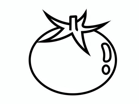 トマトの線画アイコン トマト,線画,アイコン,モノクロ,白黒,黒,色,分かりやすい,シルエット,シンプルのイラスト素材
