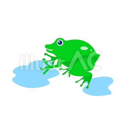 水たまりとカエル