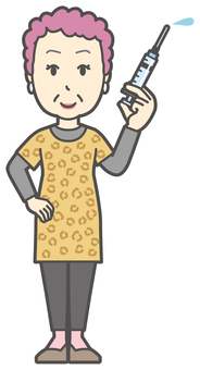  大阪のおばちゃん-151-全身 診察,おばちゃん,大阪,ヒョウ柄,おばはん,中年,女性,関西,派手,おばさんのイラスト素材