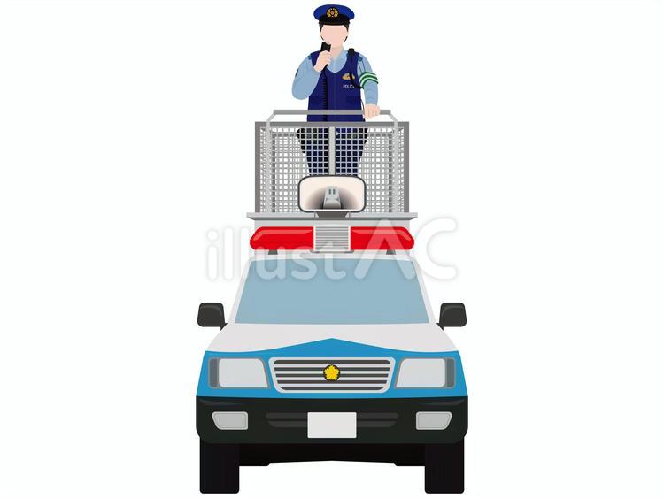 DJポリス  車上で拡声器で話す警察官 djポリス,警察,警官のイラスト素材