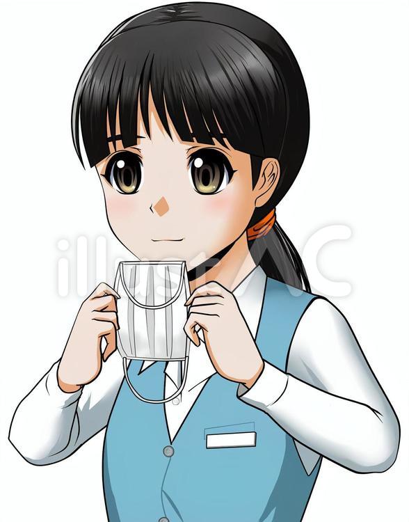 マスクを着ける女性1 女性,マスク,着け方のイラスト素材