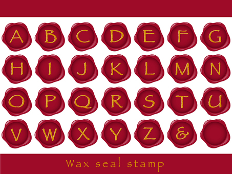 【英字】シーリングスタンプ（レッド） 大文字,アルファベット,英字,英語,シーリングスタンプ,シーリングワックス,蝋,おしゃれ,アンティーク,高級感のイラスト素材