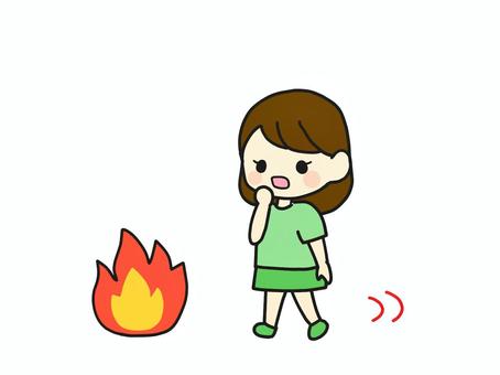 避難訓練　近づかないのイラスト 避難訓練,おかしもち,近づかない,危険,寄る,振り返る,子供,幼稚園,保育園,こども園のイラスト素材