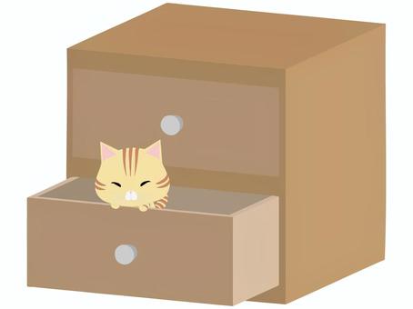 引き出し_猫 引き出し,猫,ちゃとら,動物,かわいい,収納のイラスト素材