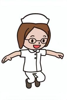 飛んで楽しむ人 飛んで楽しむ人 ジャンプ,喜び,成長,飛び越え,看護婦,ナース服,病院,女のイラスト素材
