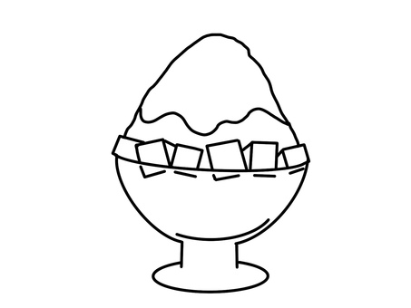 マンゴーかき氷の塗り絵 かき氷,マンゴー,夏,塗り絵,シンプル,かわいい,スイーツ,デザート,食べ物,フルーツのイラスト素材