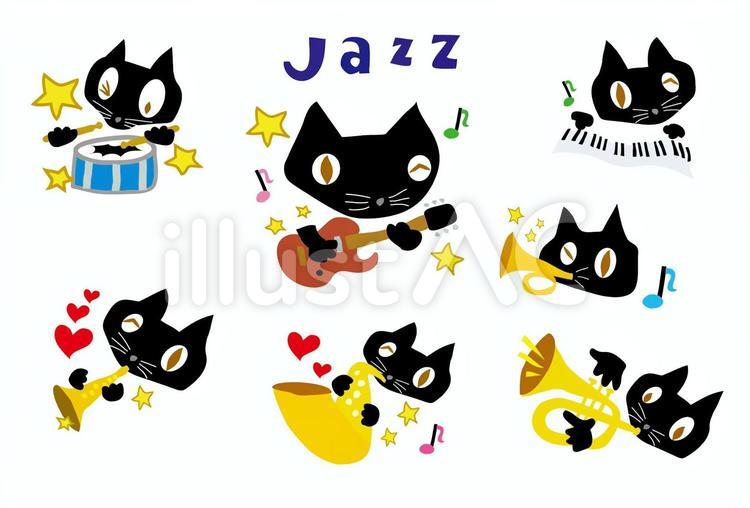 JAZZ CATS-2 ねこ,ジャズ,音符のイラスト素材