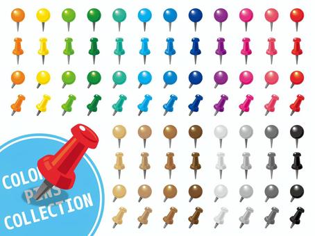 Colorful push pin material collection / set, thumbtack, pin, push pin, JPG, PNG and AI