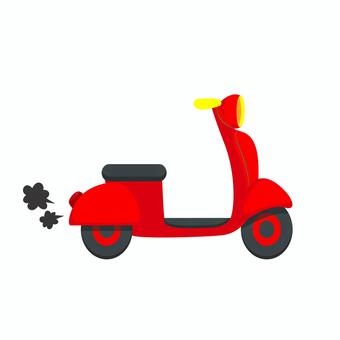 スクーター 034 スクーター,バイク,赤,二輪車,乗り物,ホイール,ハンドル,シート,排気,クラシックのイラスト素材