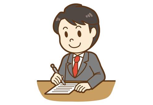 A man in a suit writing documents, , JPG, PNG and AI