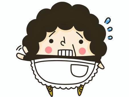 大阪のおばちゃん おばちゃん,否定,汗,二頭身,焦るのイラスト素材