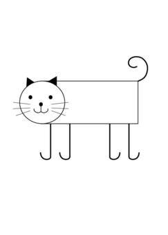 A whole cat, simple, white background, white back, JPG