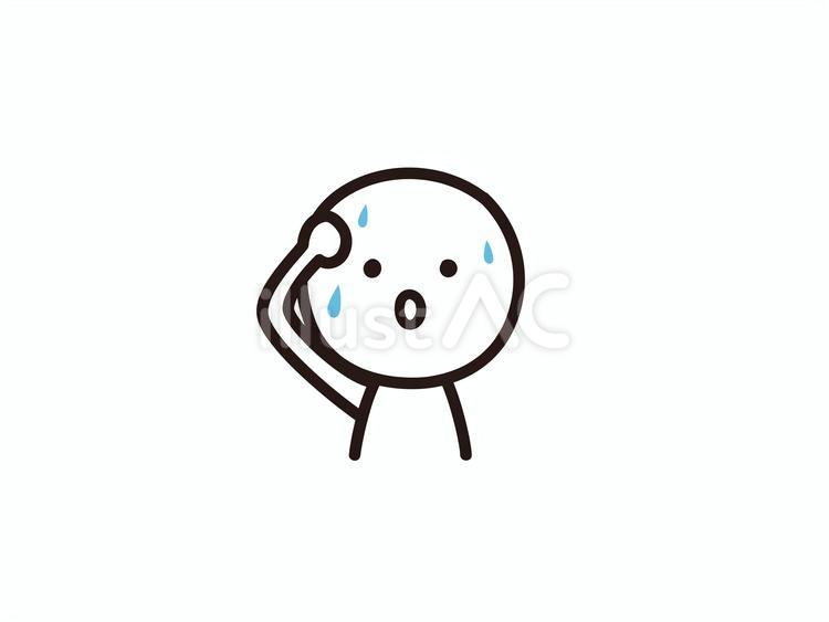汗を拭う棒人間のイラスト 汗,暑い,夏のイラスト素材