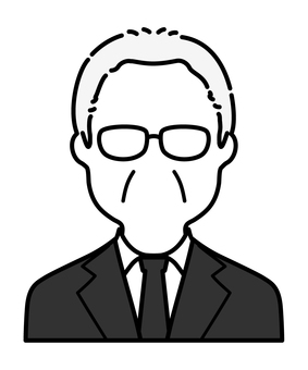 アイコン(スーツ姿のおじいちゃん5) 上司,重役,会社員,リクルート,おじいちゃん,おじいさん,男性,ご老人,高齢者,就職活動のイラスト素材
