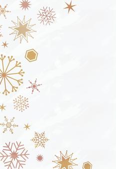 雪の結晶のフレーム ハガキサイズ  雪,雪の結晶,結晶,snow,背景,黄色,黄,ゴールド,かわいい,きれいのイラスト素材