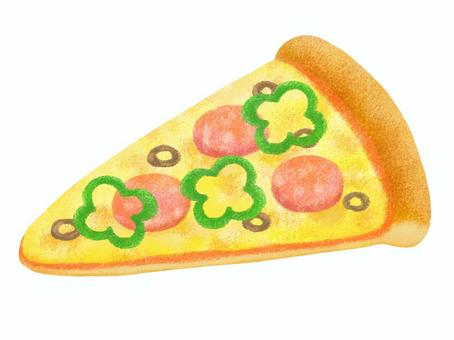 サラミとピーマンのカットピザ ピザ,ピッツァ,サラミピザ,食べ物,料理,洋食,チーズ,サラミ,ピーマン,黒オリーブのイラスト素材