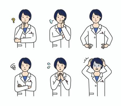 医者のアイコンセット イラスト素材 女性,医師,医者,女医,ドクター,医療従事者,白衣,病院,クリニック,医療のイラスト素材