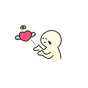 さよなら気持ち 飛ぶ,離れる,天使,ハート,心,気持ち,悲しい,ショック,落胆,落ち込むのイラスト素材