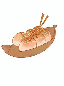 たこ焼き 手描き,水彩,夏祭り,縁日,たこ焼き,粉もん,食べ物,屋台,出店,タコ焼きのイラスト素材