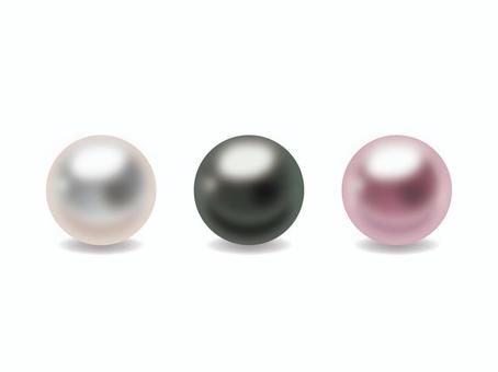 リアルな真珠 3色セット 白・黒・ピンク 真珠,パール,宝石,白,黒,ピンク,ピンクパール,黒蝶真珠,ホワイトパール,ジュエリーのイラスト素材
