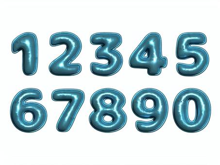 数字0〜9　バルーン文字　ブルー 数字,文字,風船文字,バルーン,3d,立体文字,ブルー,水色のイラスト素材